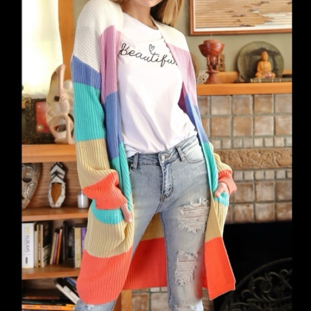 ADORA Multicolor Striped Cardigan